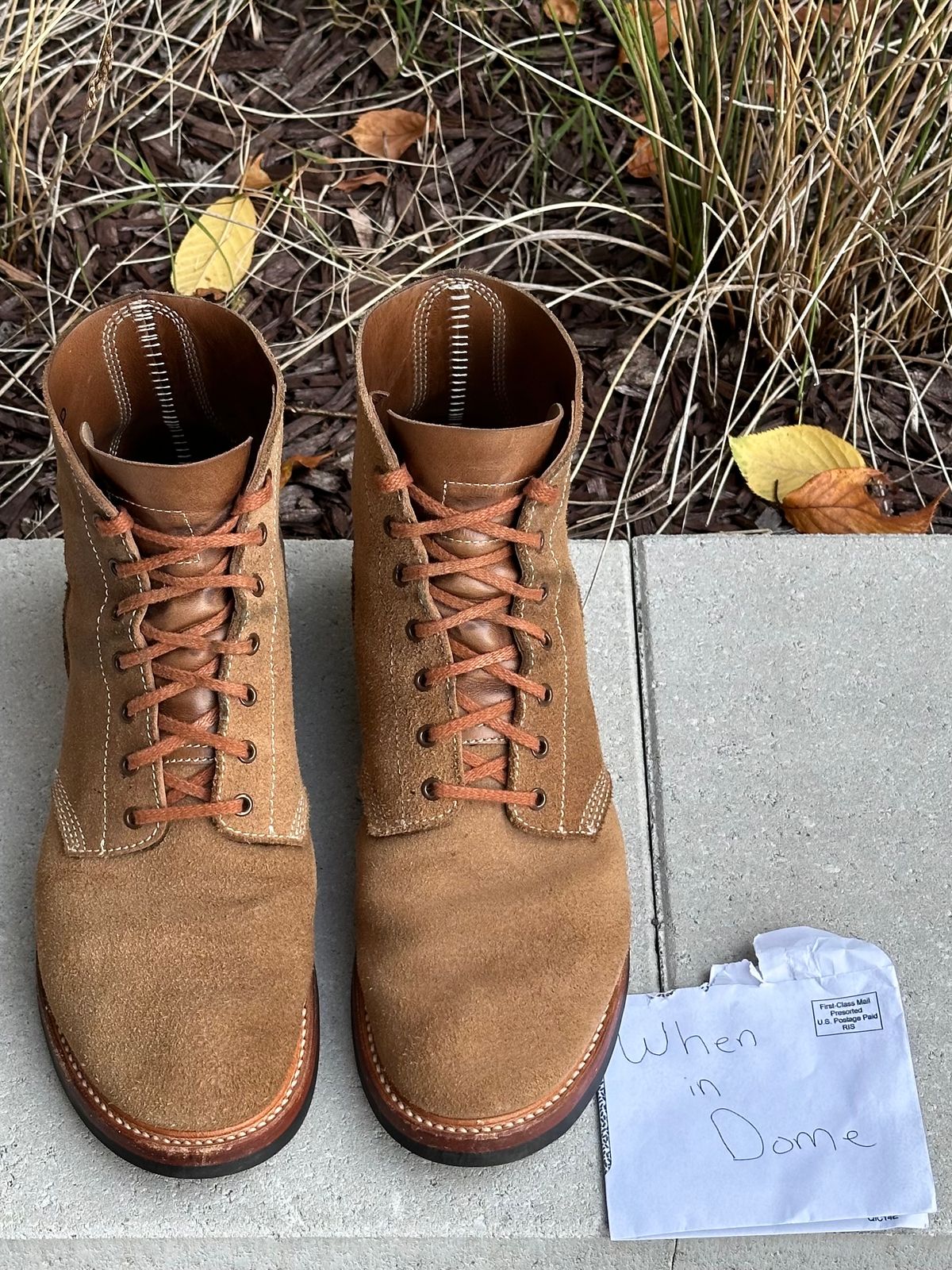 Photo by gv7 on November 1, 2024 of the John Lofgren M-43 Service Boots in Horween Natural Chromexcel Roughout.