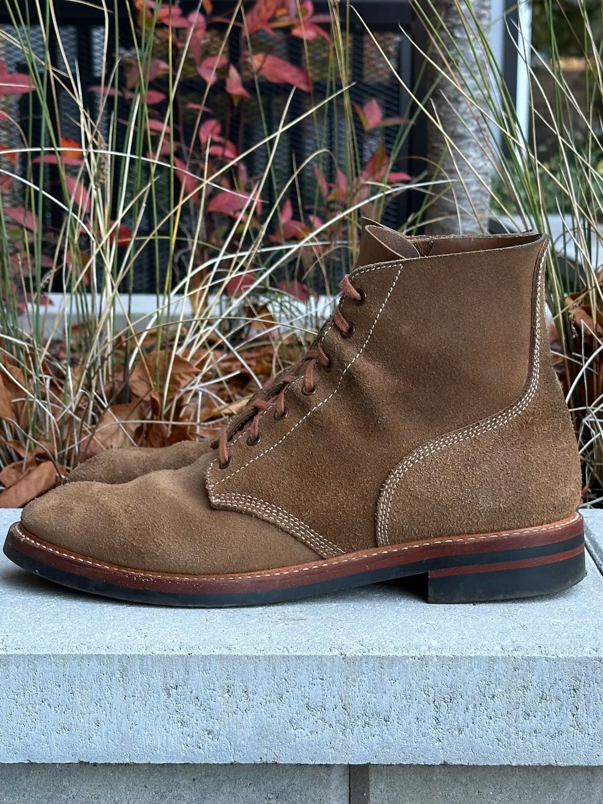 Photo by gv7 on December 1, 2024 of the John Lofgren M-43 Service Boots in Horween Natural Chromexcel Roughout.