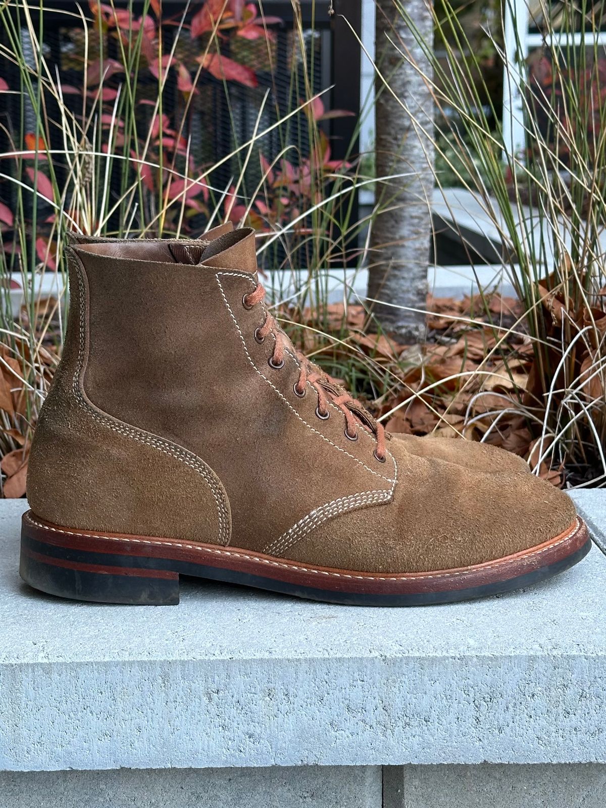 Photo by gv7 on December 1, 2024 of the John Lofgren M-43 Service Boots in Horween Natural Chromexcel Roughout.