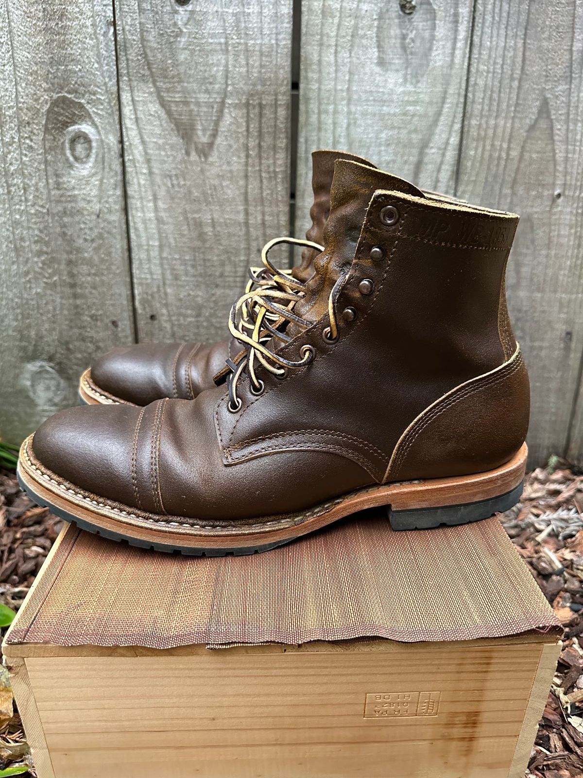 Photo by gv7 on February 1, 2023 of the White's MP-Sherman Toe Cap in Horween Cinnamon Waxed Flesh.