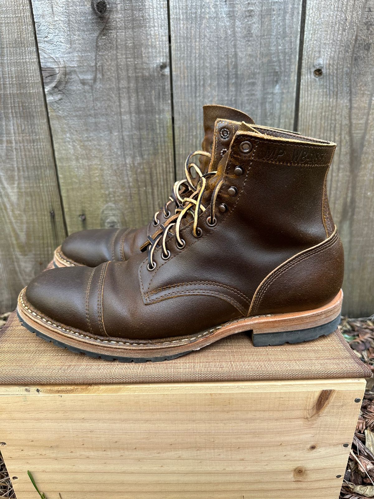 Photo by gv7 on March 4, 2023 of the White's MP-Sherman Toe Cap in Horween Cinnamon Waxed Flesh.