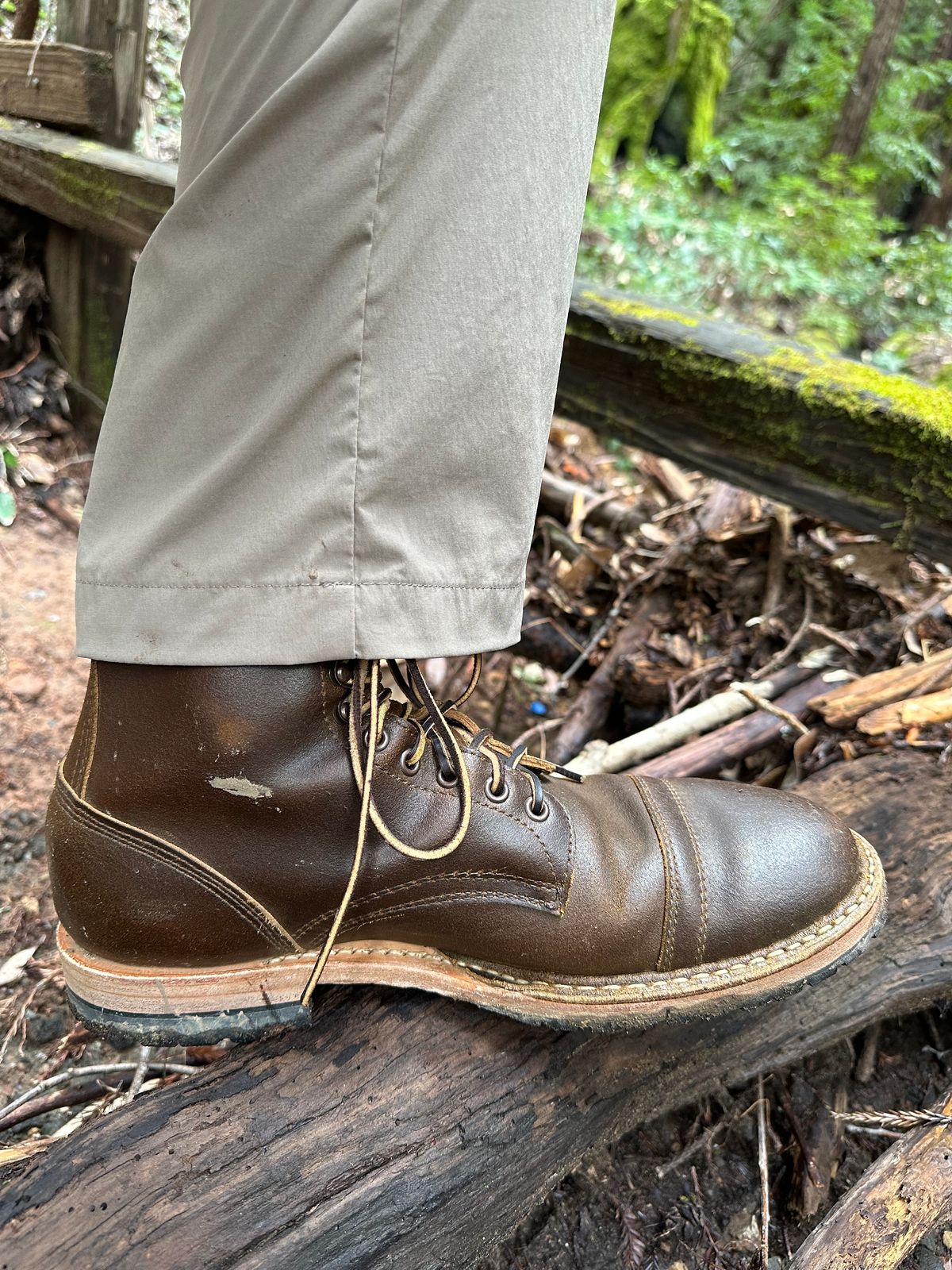 Photo by gv7 on April 2, 2023 of the White's MP-Sherman Toe Cap in Horween Cinnamon Waxed Flesh.