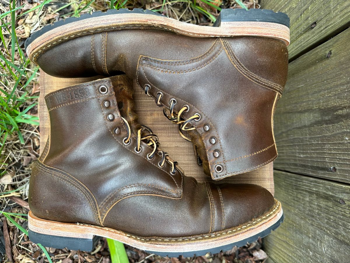 Photo by gv7 on April 2, 2023 of the White's MP-Sherman Toe Cap in Horween Cinnamon Waxed Flesh.