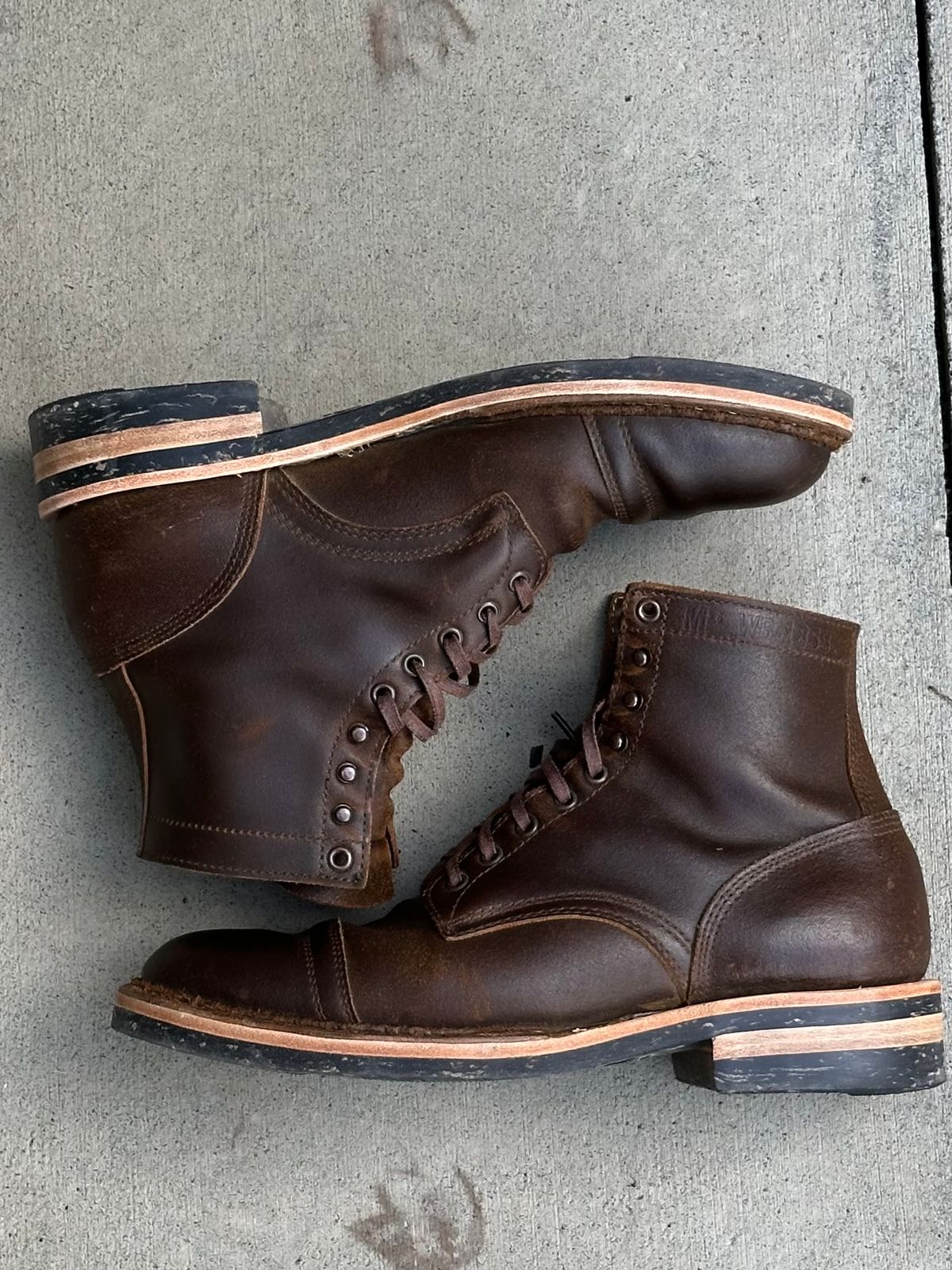 Photo by gv7 on October 1, 2025 of the White's MP-Sherman Toe Cap in Horween Cinnamon Waxed Flesh.