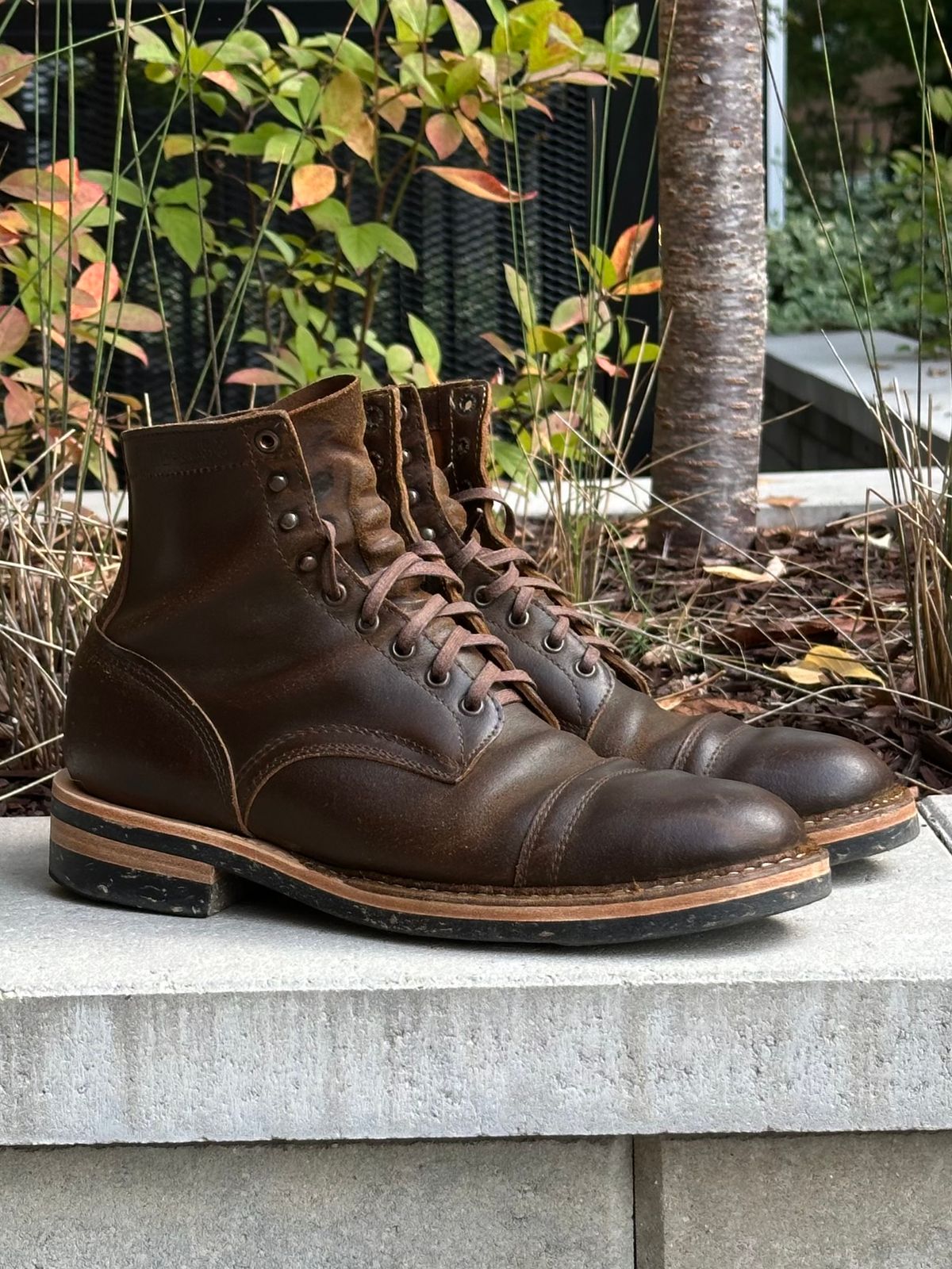 Photo by gv7 on October 1, 2025 of the White's MP-Sherman Toe Cap in Horween Cinnamon Waxed Flesh.