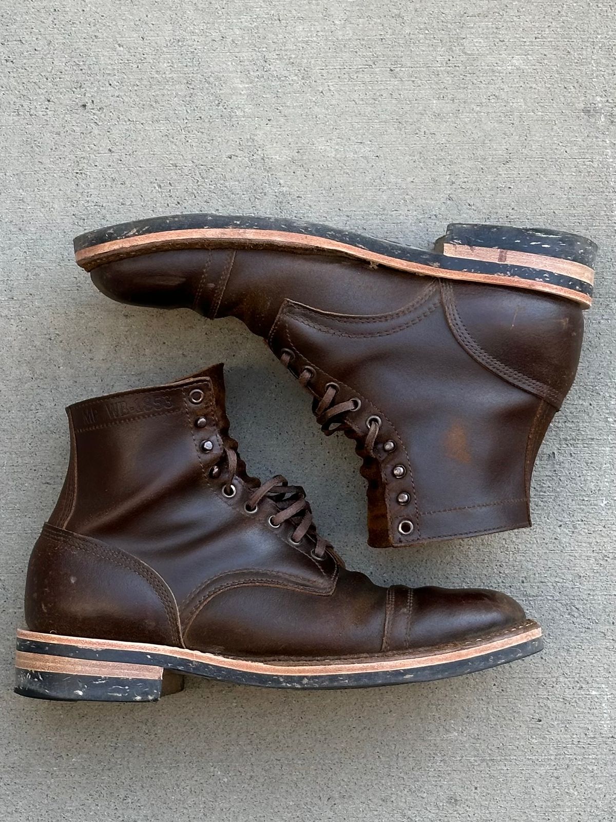 Photo by gv7 on November 29, 2025 of the White's MP-Sherman Toe Cap in Horween Cinnamon Waxed Flesh.