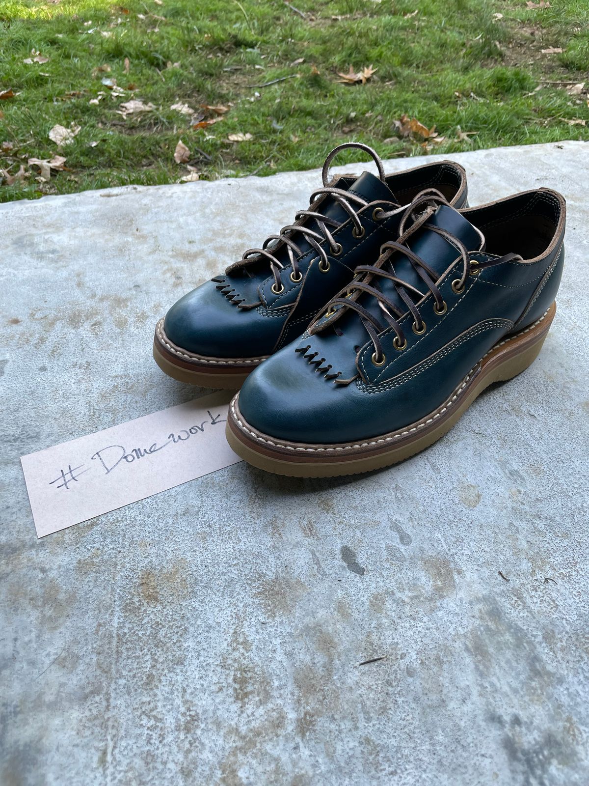 Photo by davarcher on October 1, 2022 of the White's Oxford in Horween Navy Chromexcel.