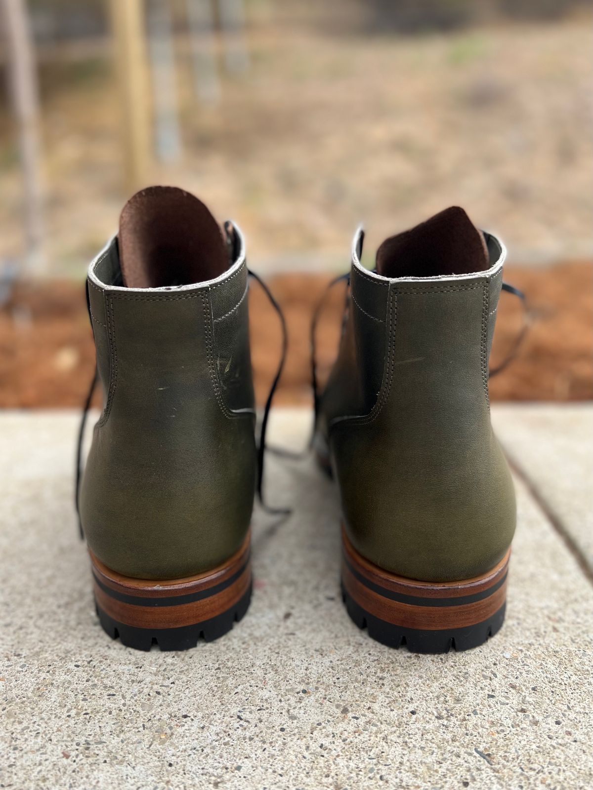 Photo by jshum on October 3, 2022 of the Viberg Service Boot in Horween Olive Chromepak.