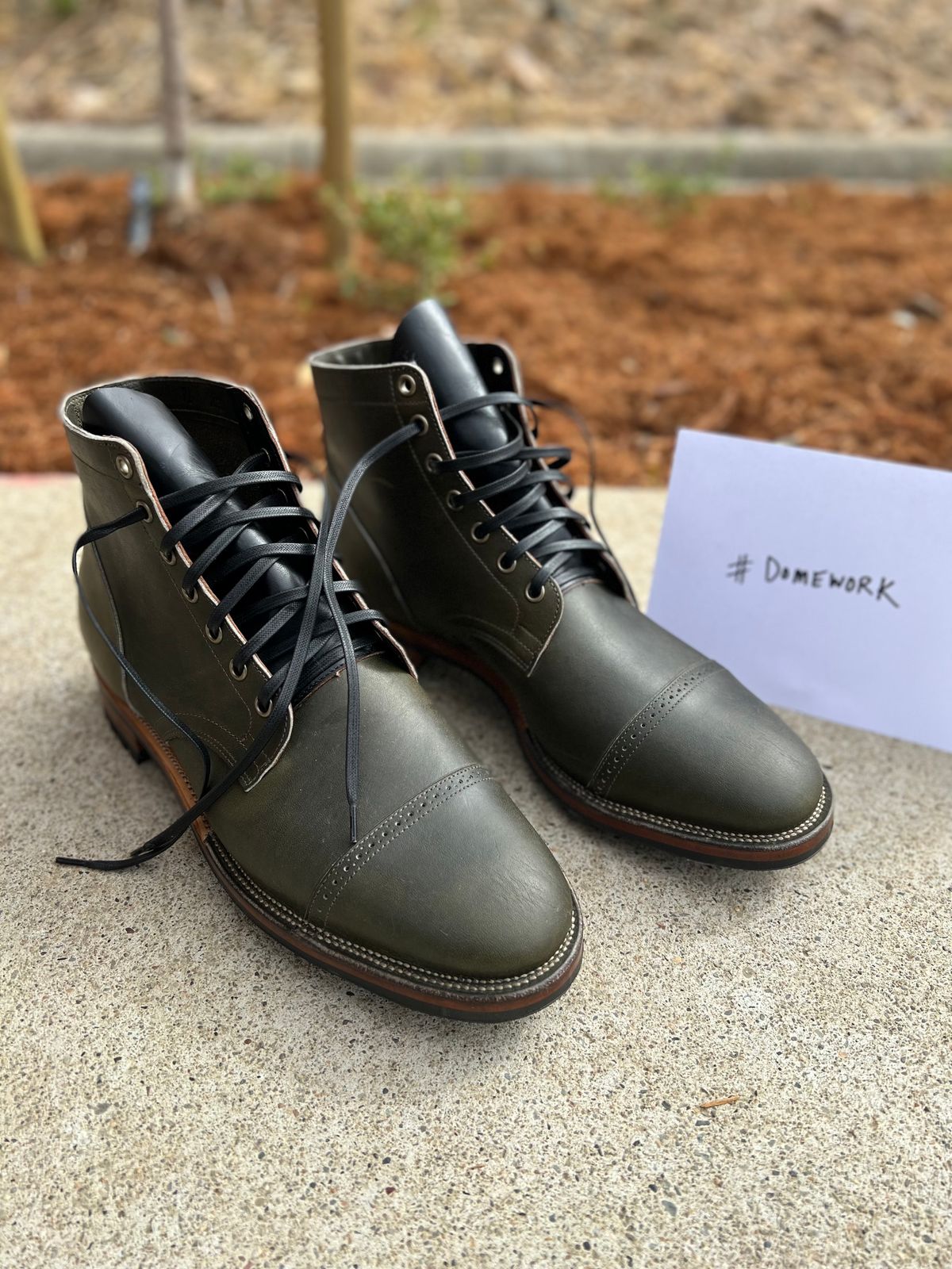 Photo by jshum on October 3, 2022 of the Viberg Service Boot in Horween Olive Chromepak.