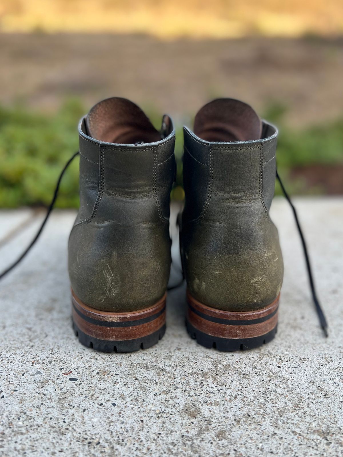 Photo by jshum on November 5, 2022 of the Viberg Service Boot in Horween Olive Chromepak.
