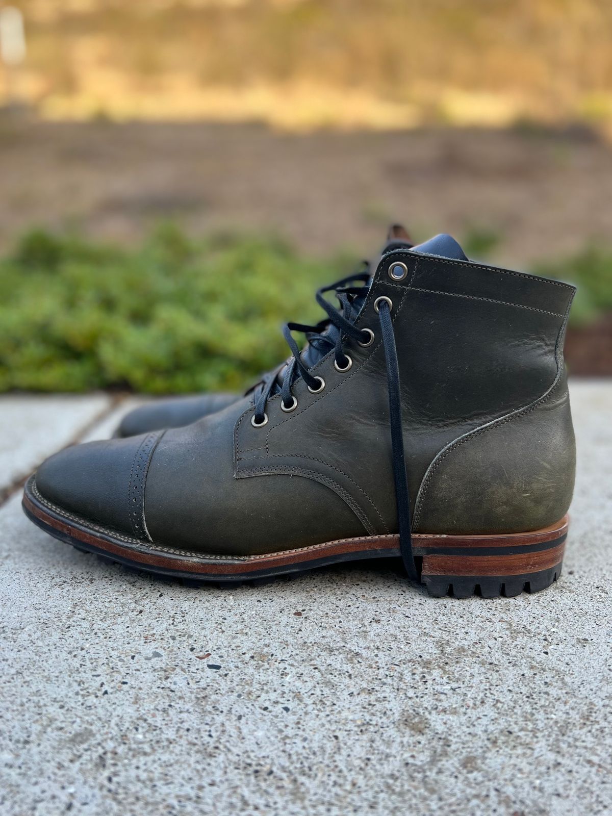 Photo by jshum on November 5, 2022 of the Viberg Service Boot in Horween Olive Chromepak.