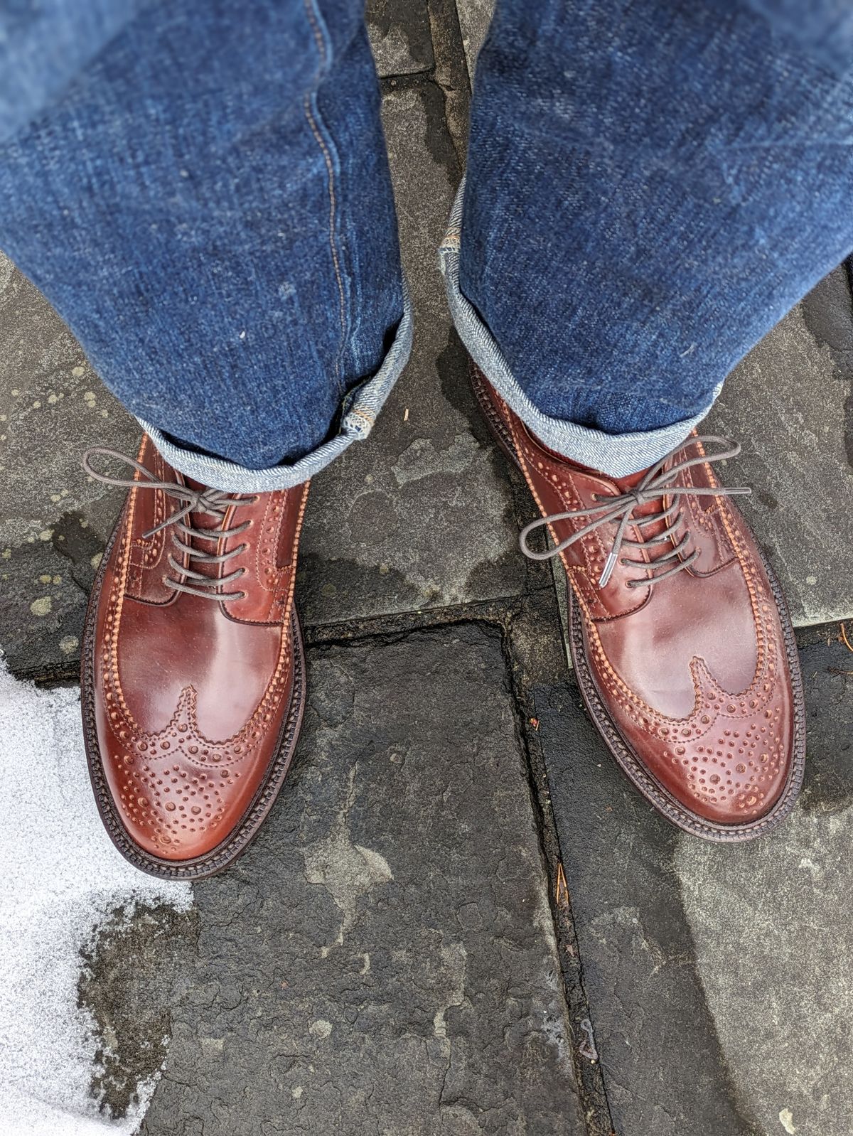 Photo by dreadnatty08 on January 22, 2024 of the Grant Stone Longwing in Horween Garnet Shell Cordovan.