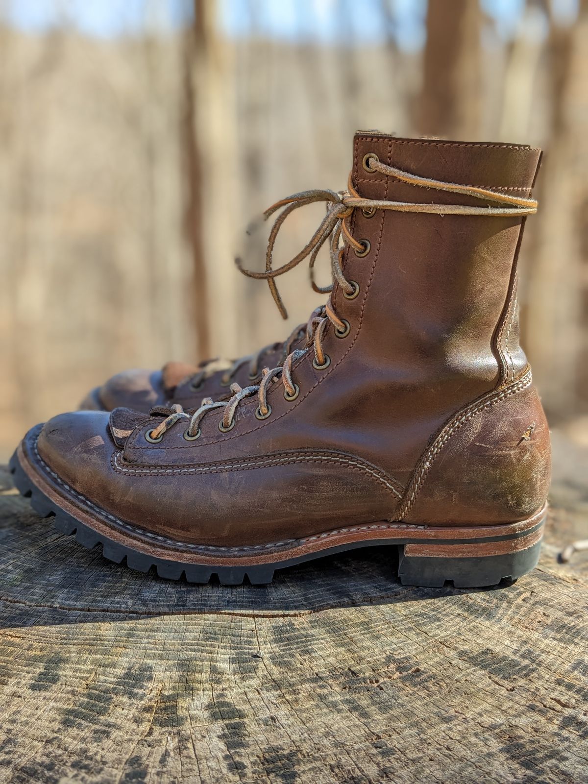 Photo by dreadnatty08 on February 4, 2023 of the Willie's Handmade Boots V3 Workboot in Horween Natural Rowdy.