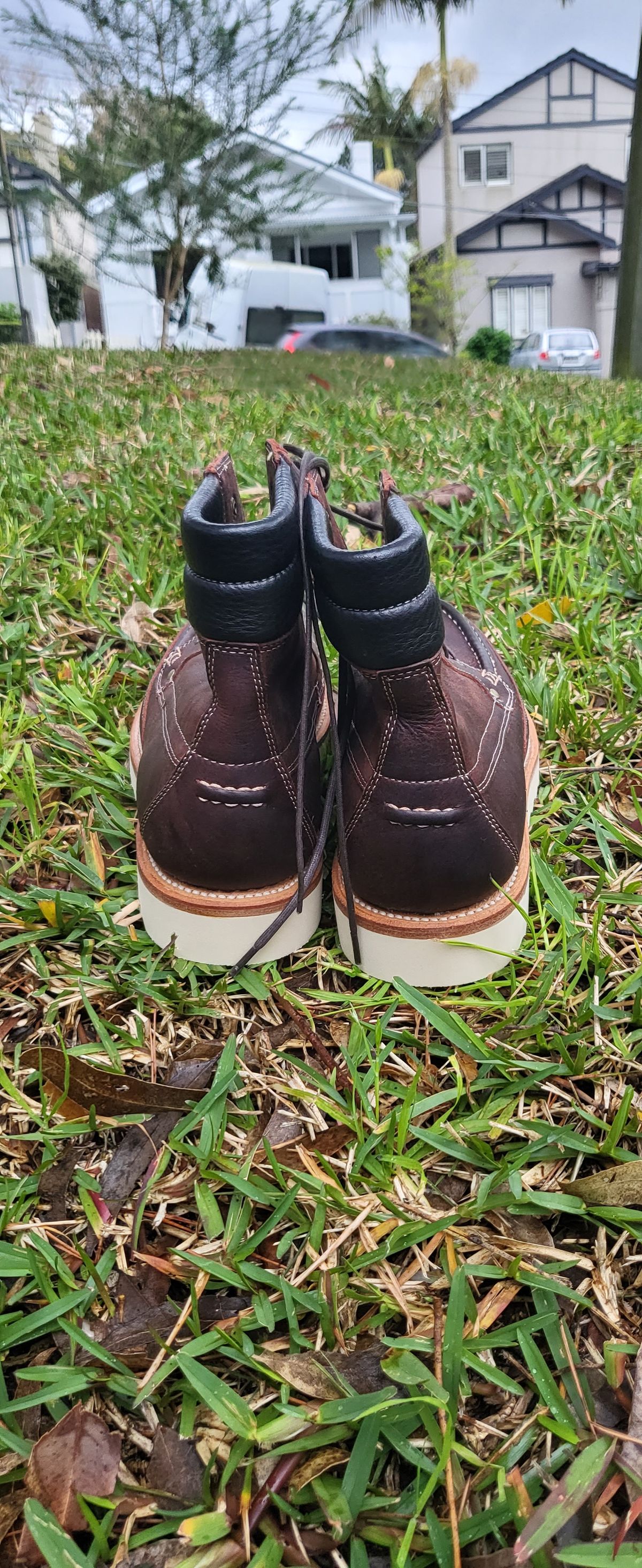 Photo by ajsoo on October 4, 2022 of the Grant Stone Field Boot in C.F. Stead Dark Burgundy Classic Kudu.
