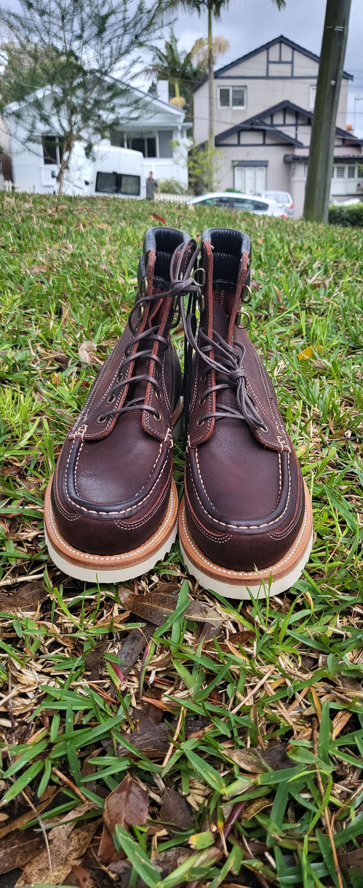 Photo by ajsoo on October 4, 2022 of the Grant Stone Field Boot in C.F. Stead Dark Burgundy Classic Kudu.