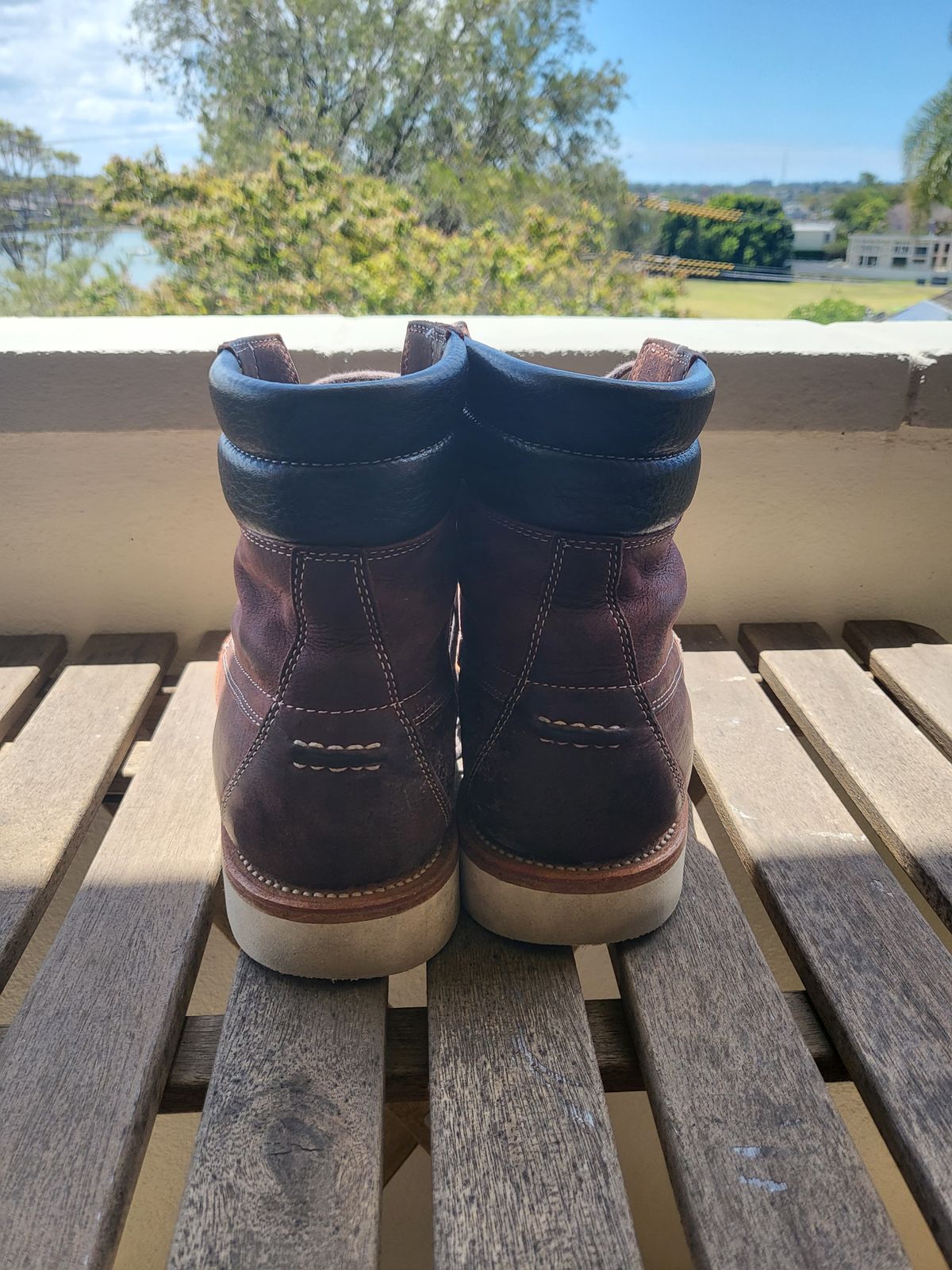 Photo by ajsoo on December 4, 2022 of the Grant Stone Field Boot in C.F. Stead Dark Burgundy Classic Kudu.