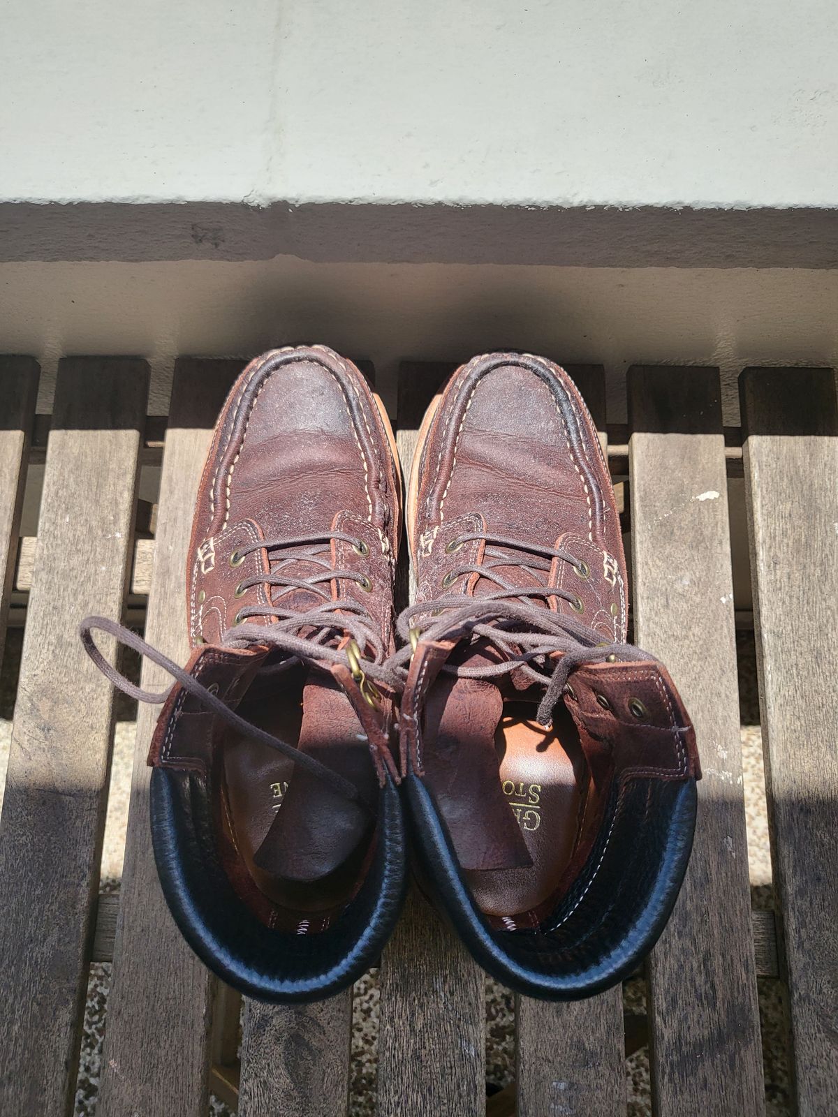 Photo by ajsoo on December 4, 2022 of the Grant Stone Field Boot in C.F. Stead Dark Burgundy Classic Kudu.