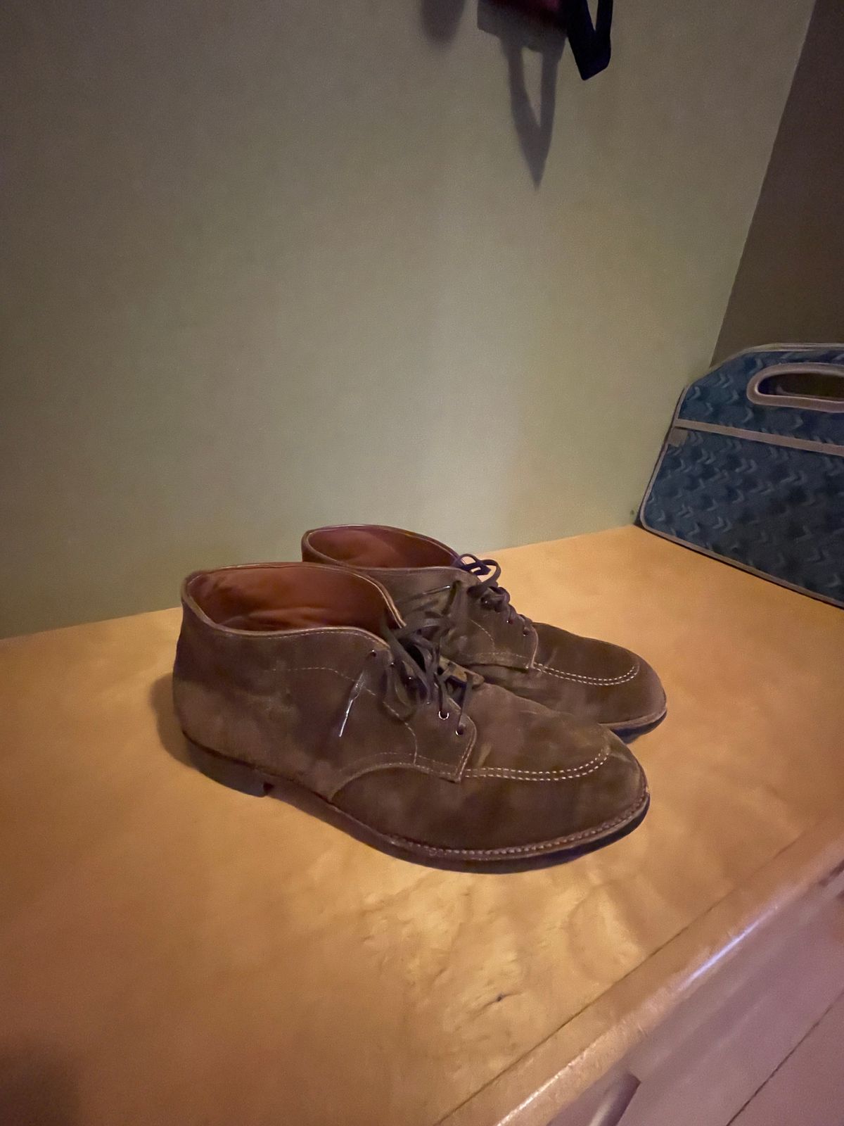 Photo by wonkytoe on September 16, 2023 of the Alden Indy Chukka in C.F. Stead Snuff Janus Calf Suede.