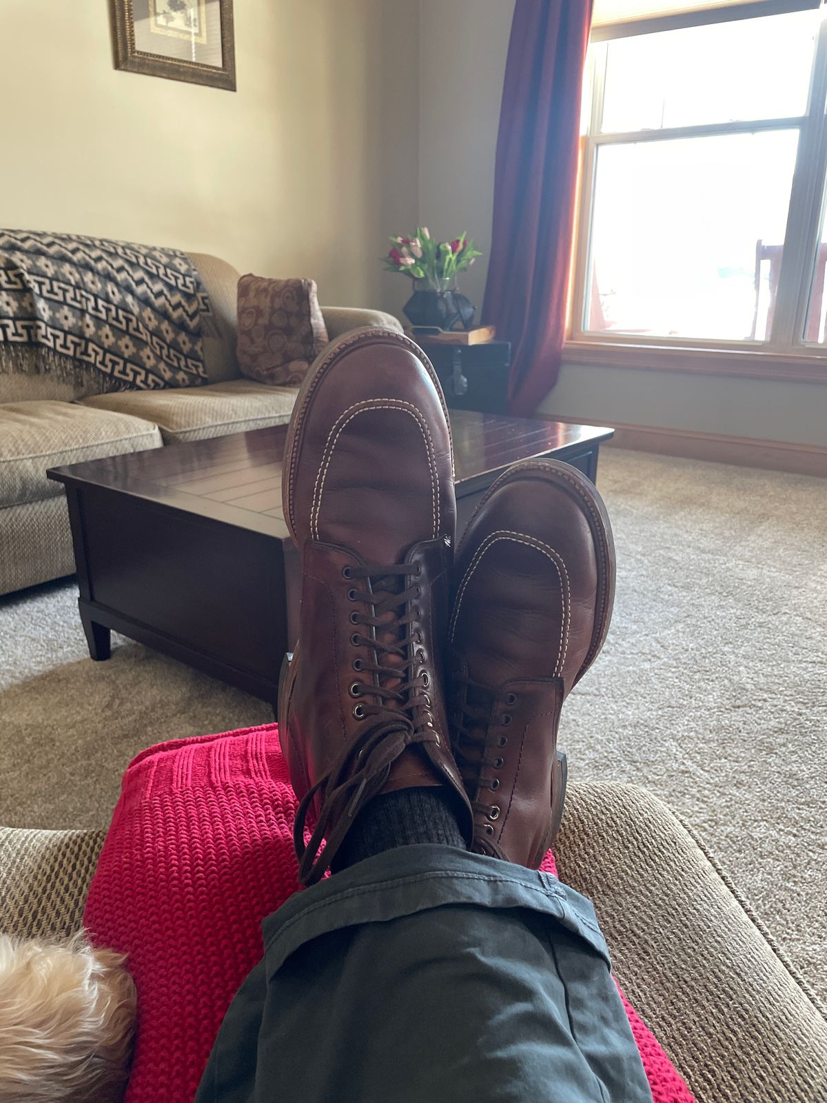 Photo by wonkytoe on April 7, 2023 of the Alden Indy Boot in Brown Calfskin.