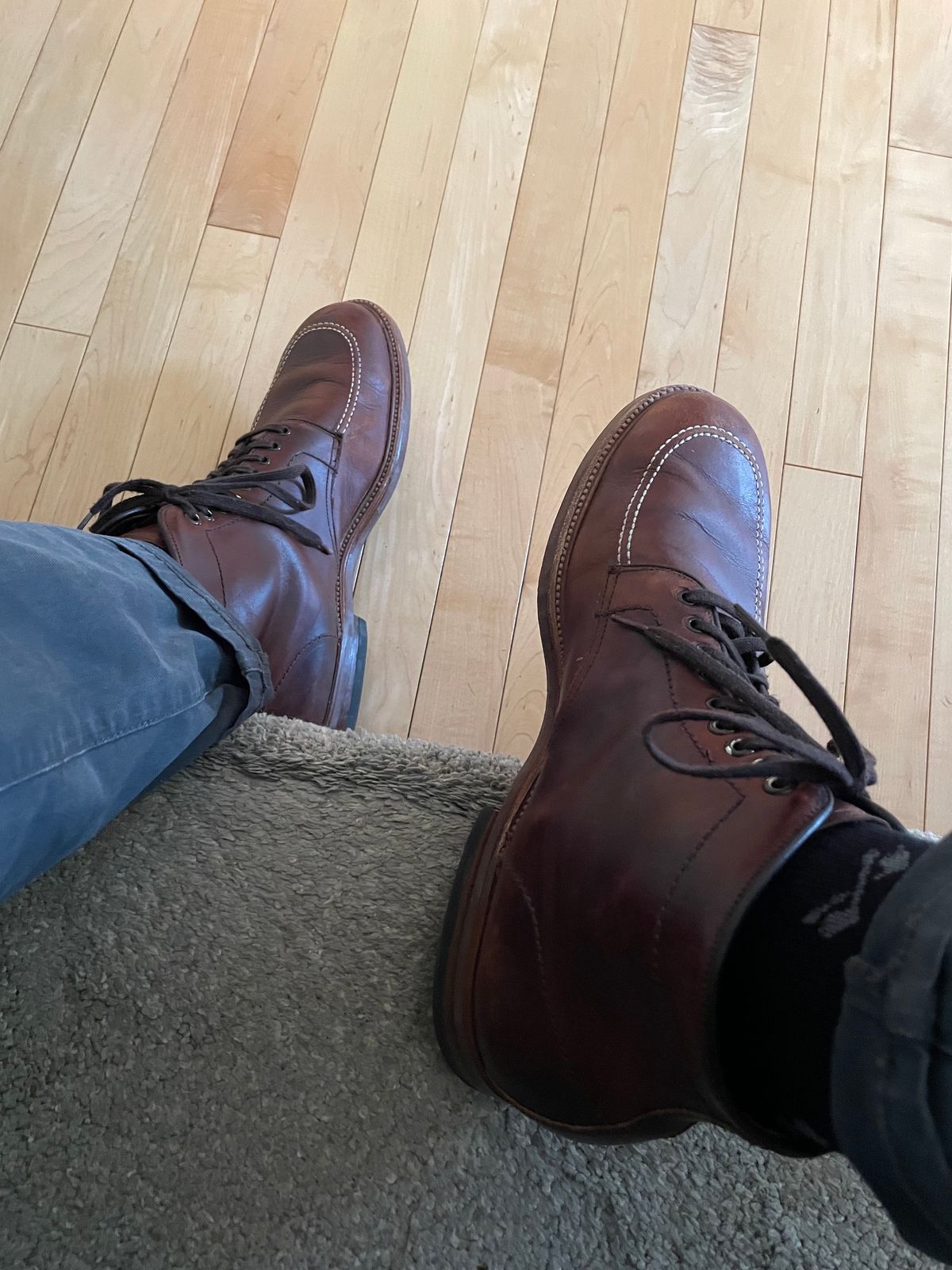 Photo by wonkytoe on April 21, 2024 of the Alden Indy Boot in Brown Calfskin.