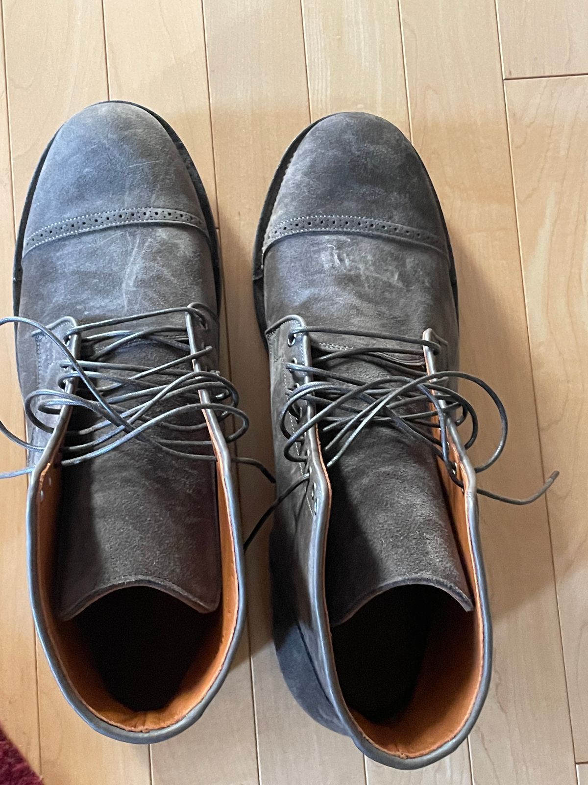 Photo by wonkytoe on October 1, 2023 of the Viberg Service Boot BCT in C.F. Stead Thyme Janus Calf Suede.