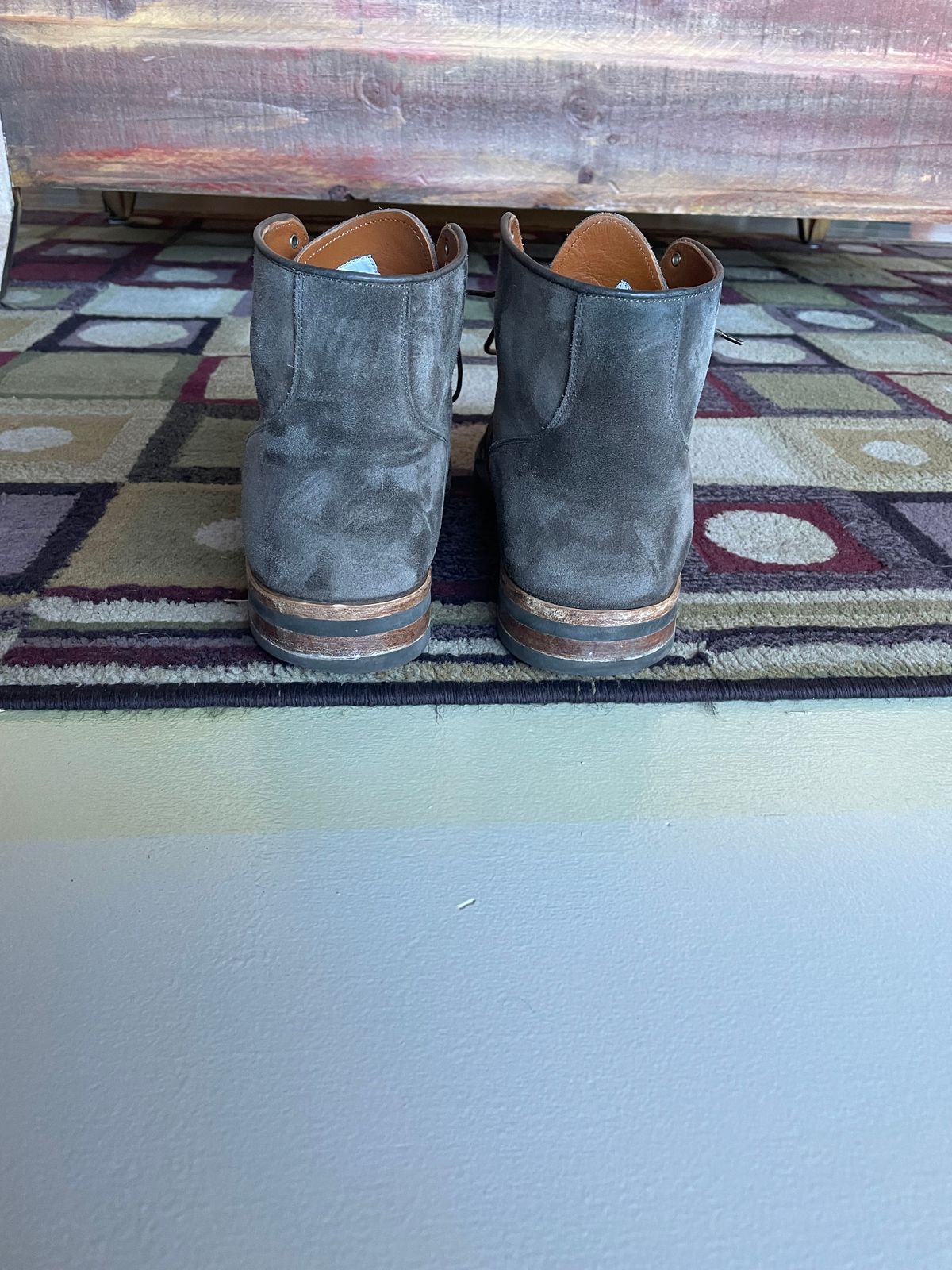 Photo by wonkytoe on March 2, 2024 of the Viberg Service Boot BCT in C.F. Stead Thyme Janus Calf Suede.