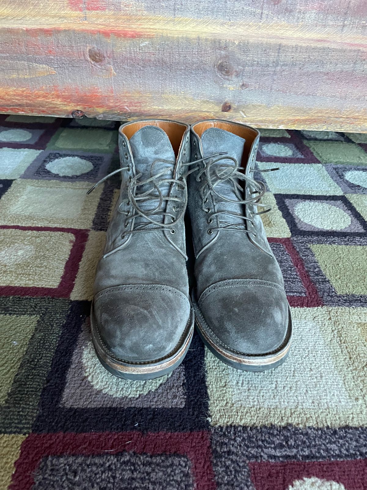 Photo by wonkytoe on March 2, 2024 of the Viberg Service Boot BCT in C.F. Stead Thyme Janus Calf Suede.