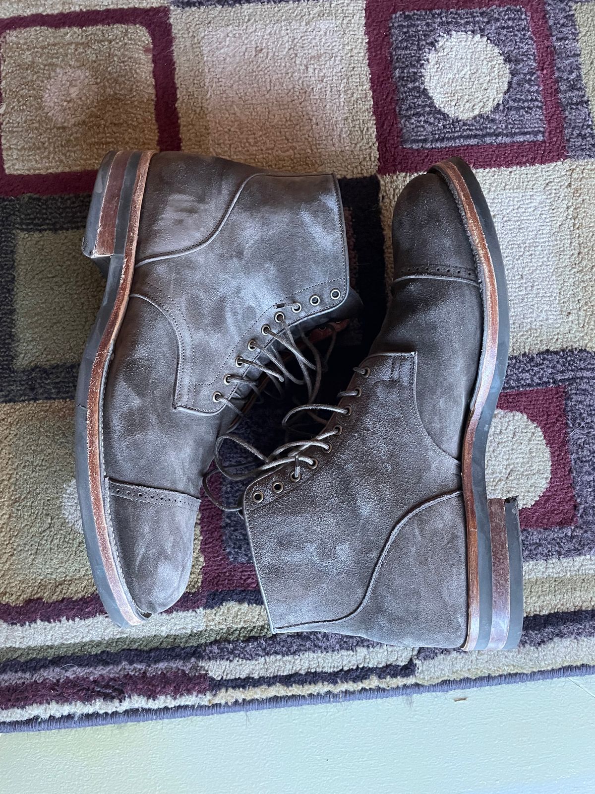 Photo by wonkytoe on March 2, 2024 of the Viberg Service Boot BCT in C.F. Stead Thyme Janus Calf Suede.