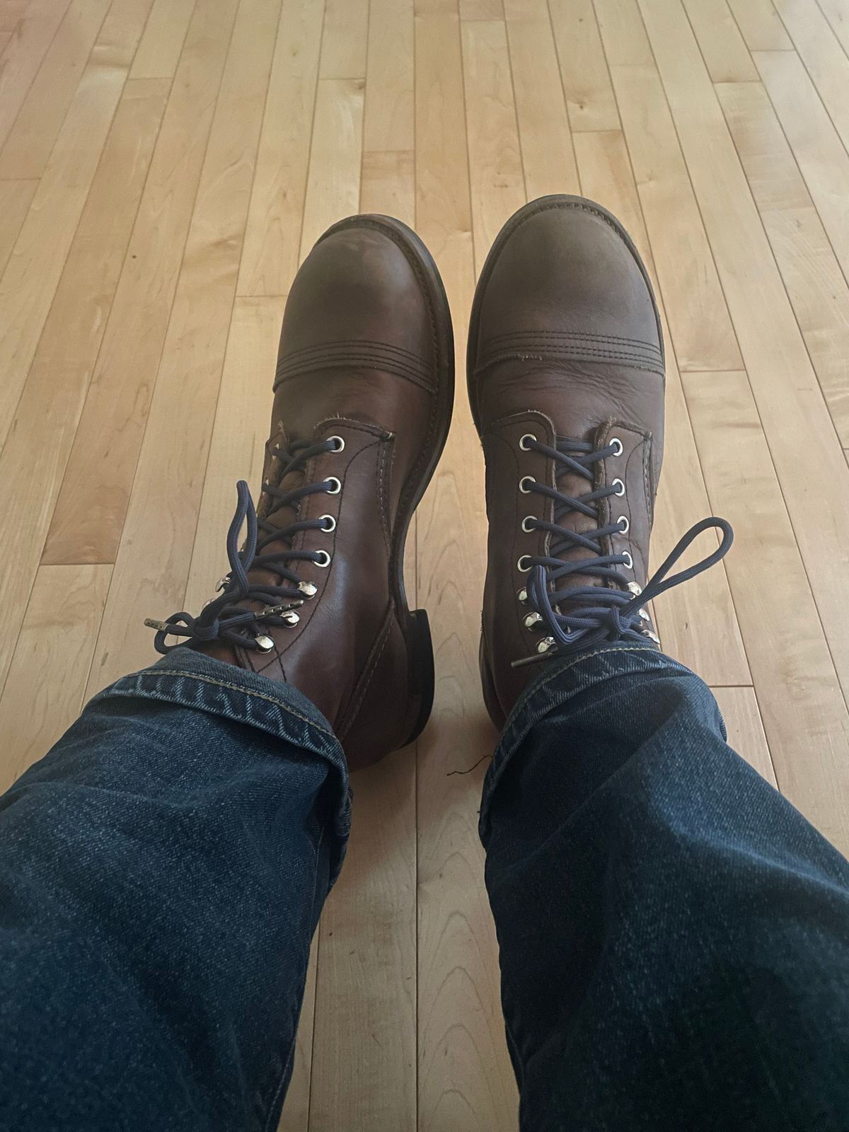 Photo by wonkytoe on September 9, 2024 of the Red Wing Iron Ranger in S.B. Foot Amber Harness.