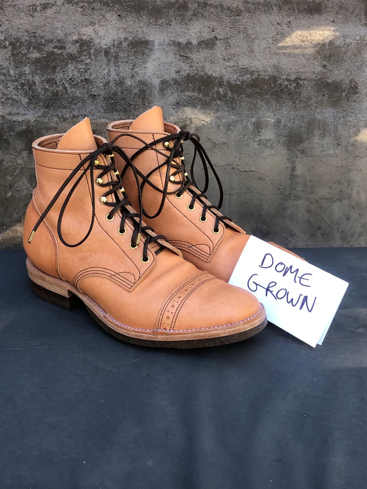 Photo by m.f.bootco on November 5, 2023 of the M.F. Boot Co Service Boot in Sepici Tumbled Waxed Natural Veg Tan.