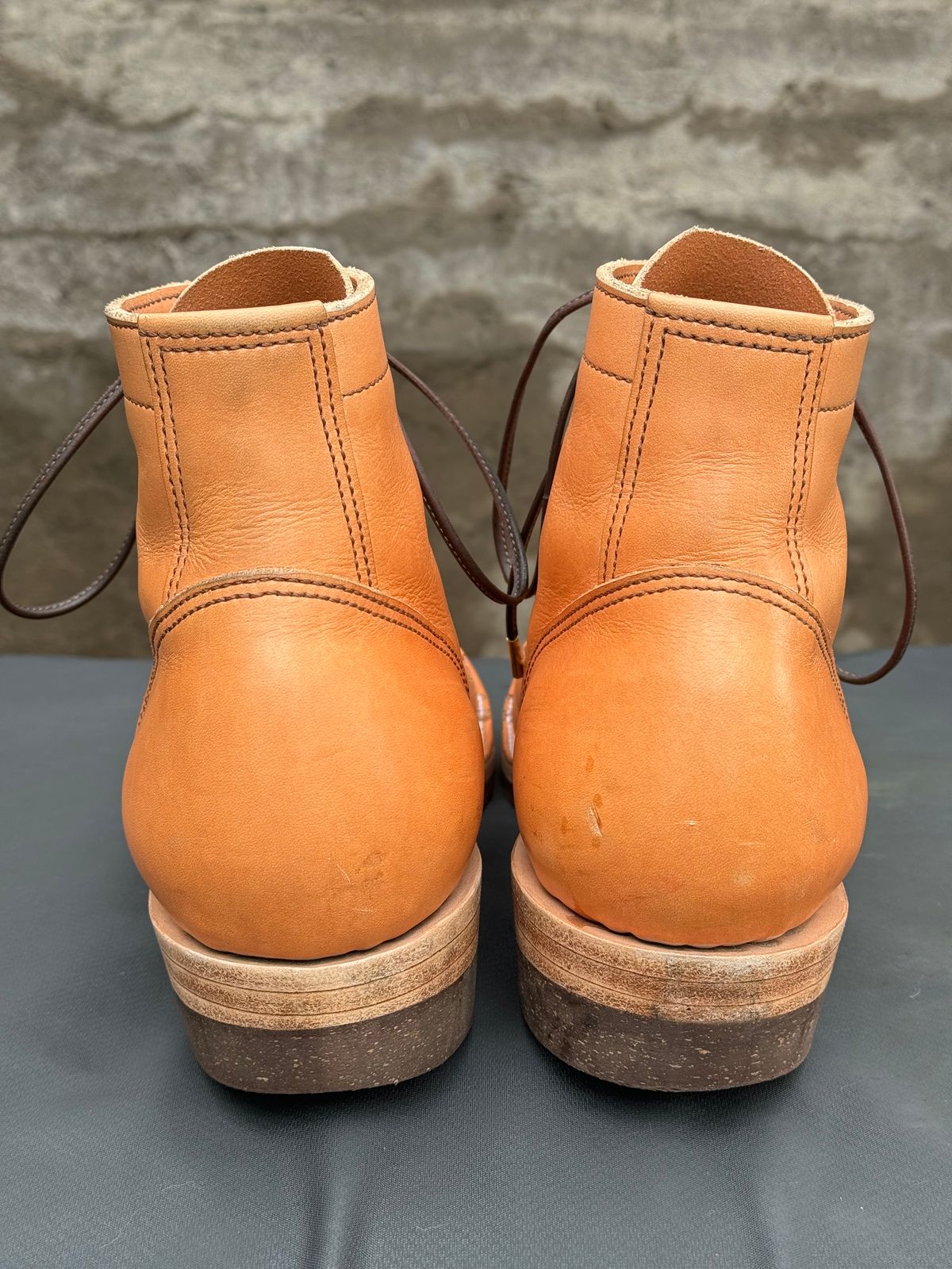 Photo by m.f.bootco on March 5, 2024 of the M.F. Boot Co Service Boot in Sepici Tumbled Waxed Natural Veg Tan.