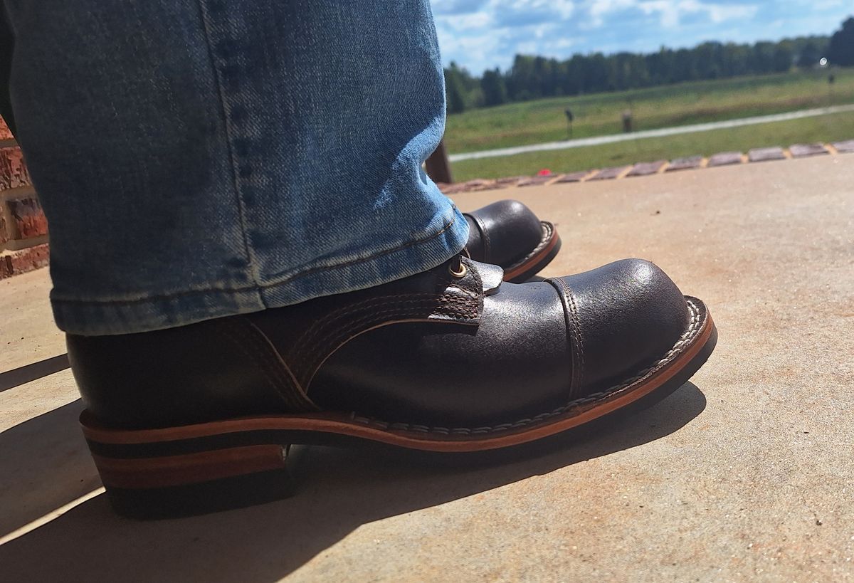 Photo by PatinaTherapist on October 1, 2023 of the Nicks Prospector in Horween Brown Waxed Flesh.