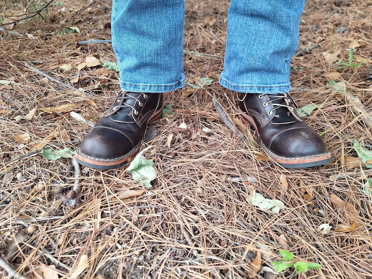 Photo by PatinaTherapist on October 11, 2023 of the Nicks Prospector in Horween Brown Waxed Flesh.