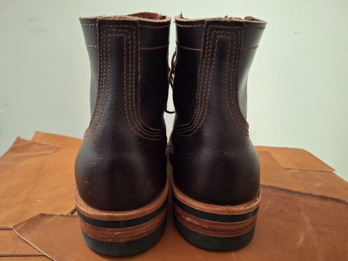 Photo by PatinaTherapist on November 1, 2023 of the Nicks Prospector in Horween Brown Waxed Flesh.