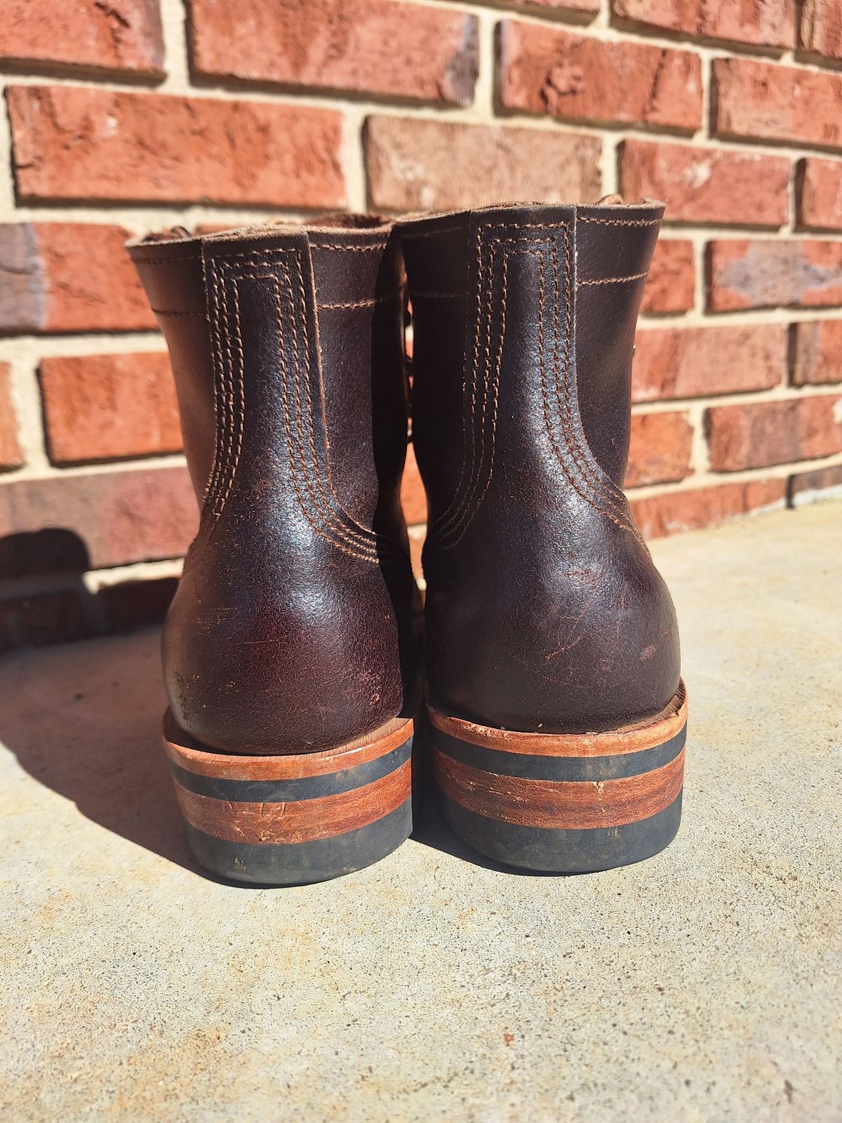 Photo by PatinaTherapist on December 4, 2023 of the Nicks Prospector in Horween Brown Waxed Flesh.