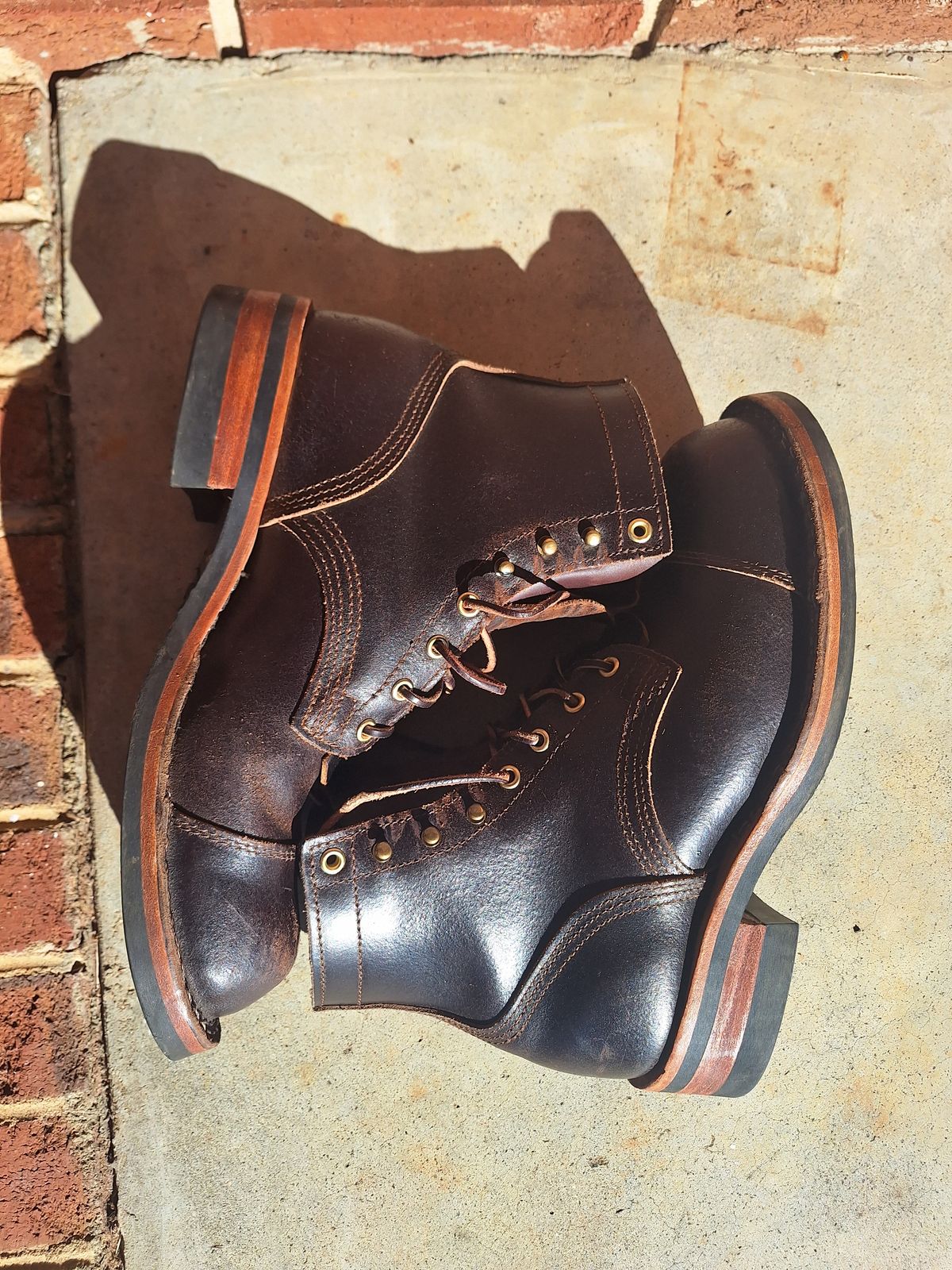 Photo by PatinaTherapist on December 4, 2023 of the Nicks Prospector in Horween Brown Waxed Flesh.