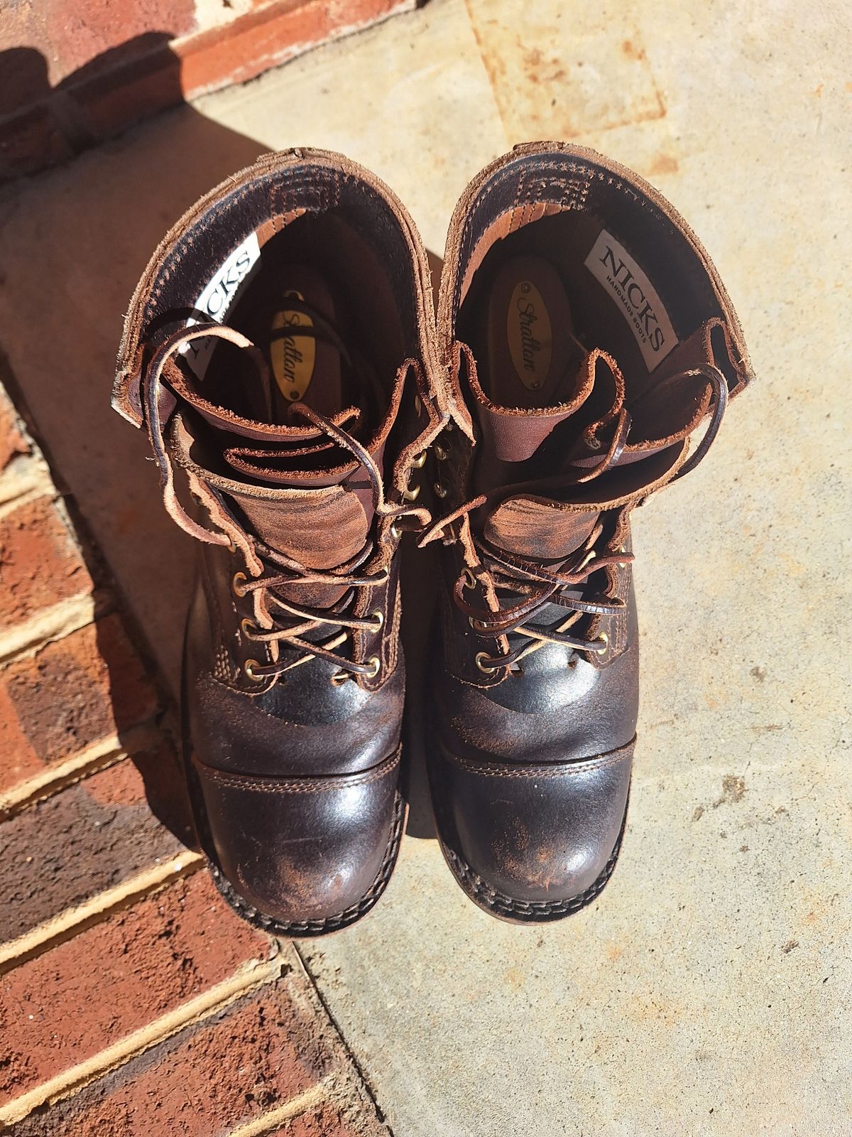 Photo by PatinaTherapist on December 4, 2023 of the Nicks Prospector in Horween Brown Waxed Flesh.