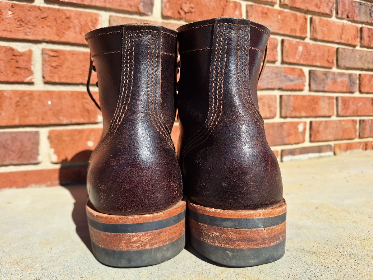Photo by PatinaTherapist on January 1, 2024 of the Nicks Prospector in Horween Brown Waxed Flesh.