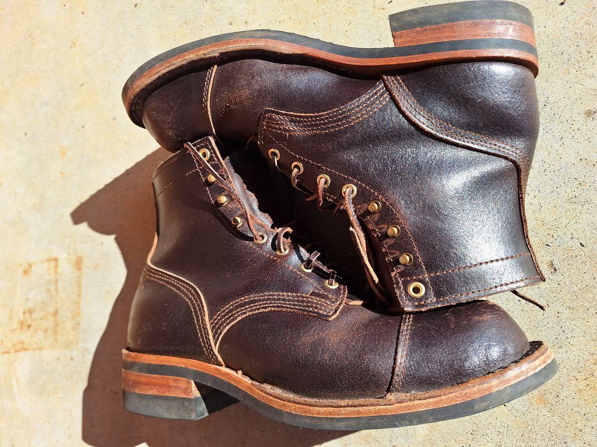 Photo by PatinaTherapist on January 1, 2024 of the Nicks Prospector in Horween Brown Waxed Flesh.