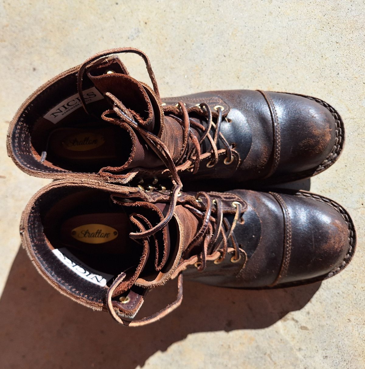 Photo by PatinaTherapist on January 1, 2024 of the Nicks Prospector in Horween Brown Waxed Flesh.