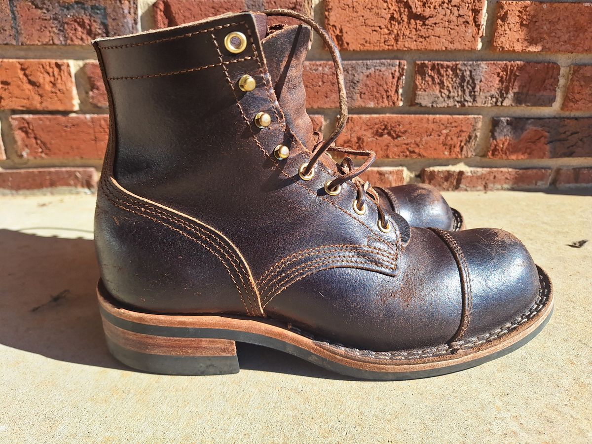 Photo by PatinaTherapist on February 3, 2024 of the Nicks Prospector in Horween Brown Waxed Flesh.