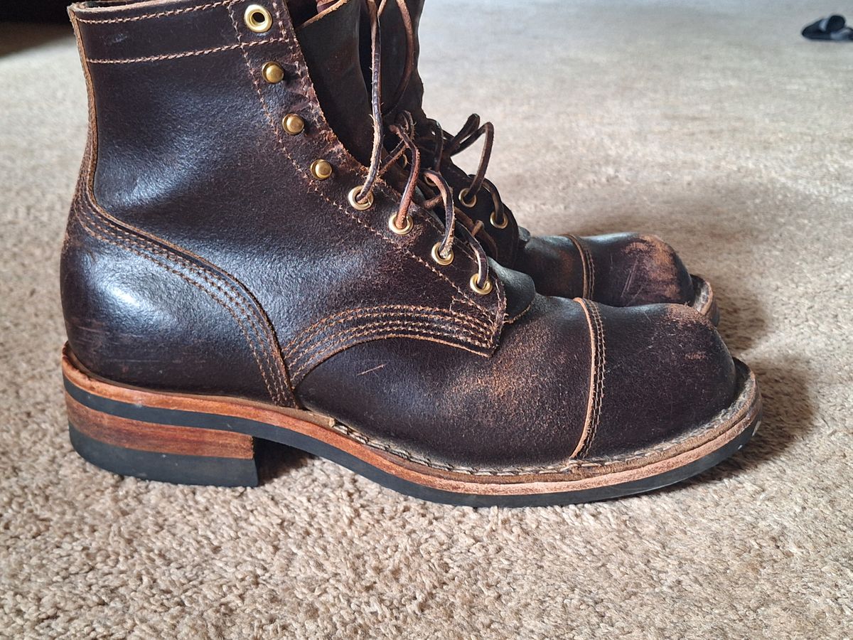 Photo by PatinaTherapist on April 3, 2024 of the Nicks Prospector in Horween Brown Waxed Flesh.