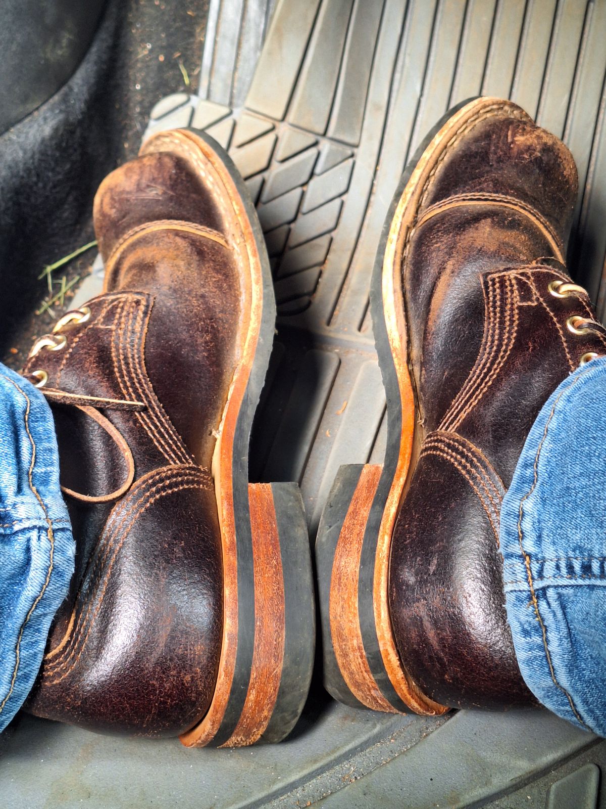 Photo by PatinaTherapist on April 30, 2024 of the Nicks Prospector in Horween Brown Waxed Flesh.