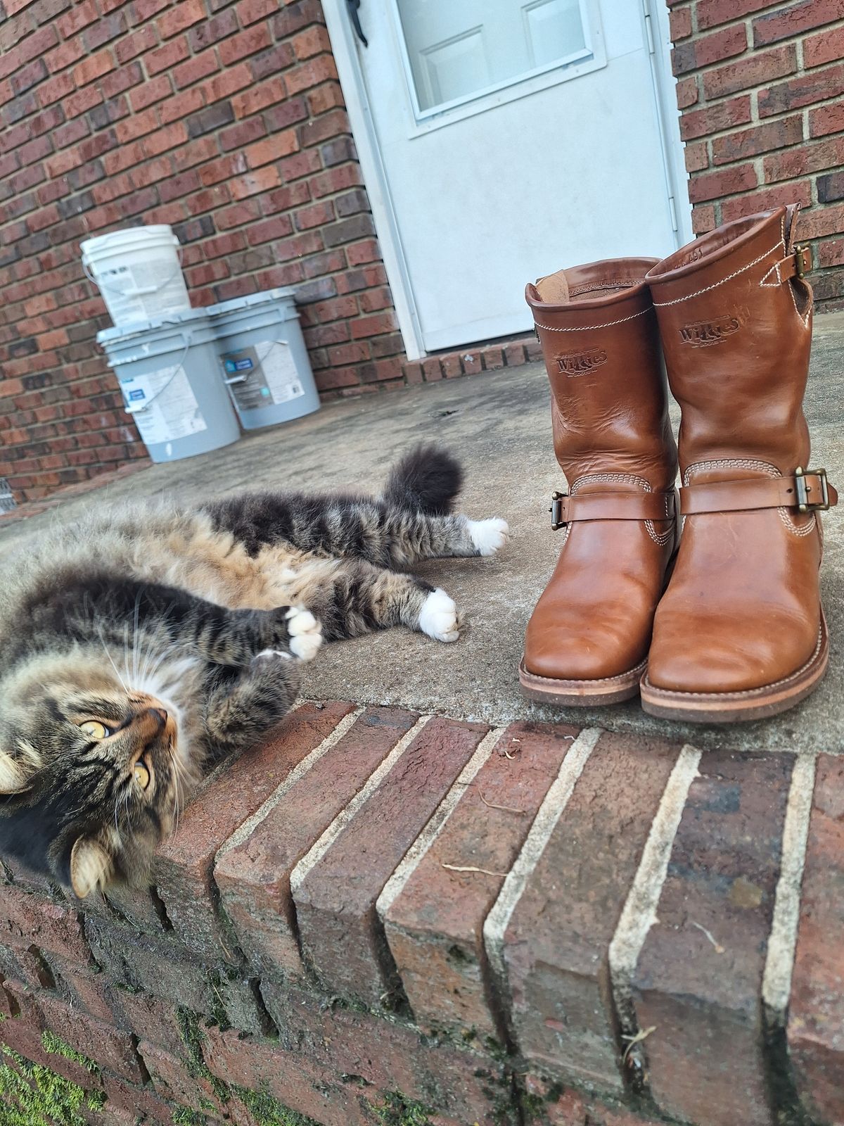Photo by PatinaTherapist on November 1, 2024 of the Willie's Handmade Boots Engineer in Maryam Natural Horsebutt.