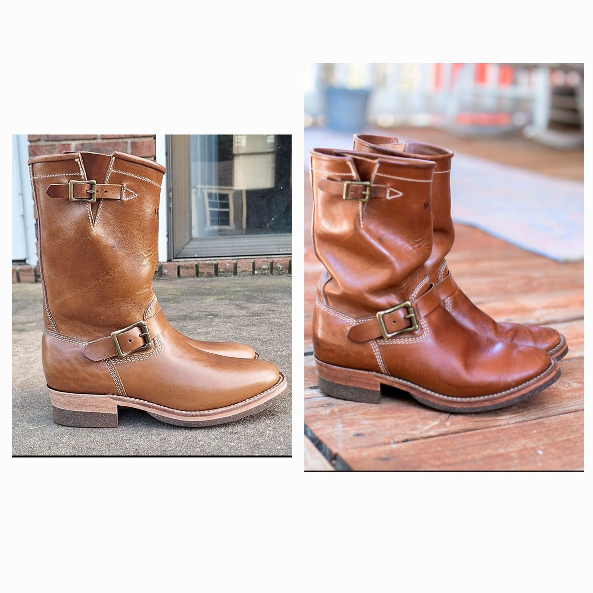 Photo by PatinaTherapist on April 7, 2025 of the Willie's Handmade Boots Engineer in Maryam Natural Horsebutt.