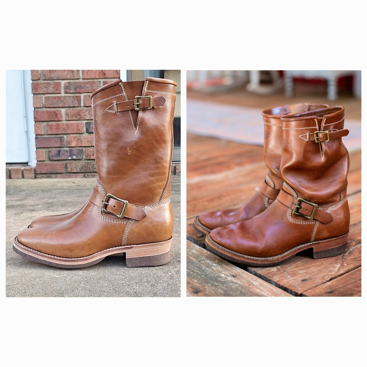 Photo by PatinaTherapist on April 7, 2025 of the Willie's Handmade Boots Engineer in Maryam Natural Horsebutt.