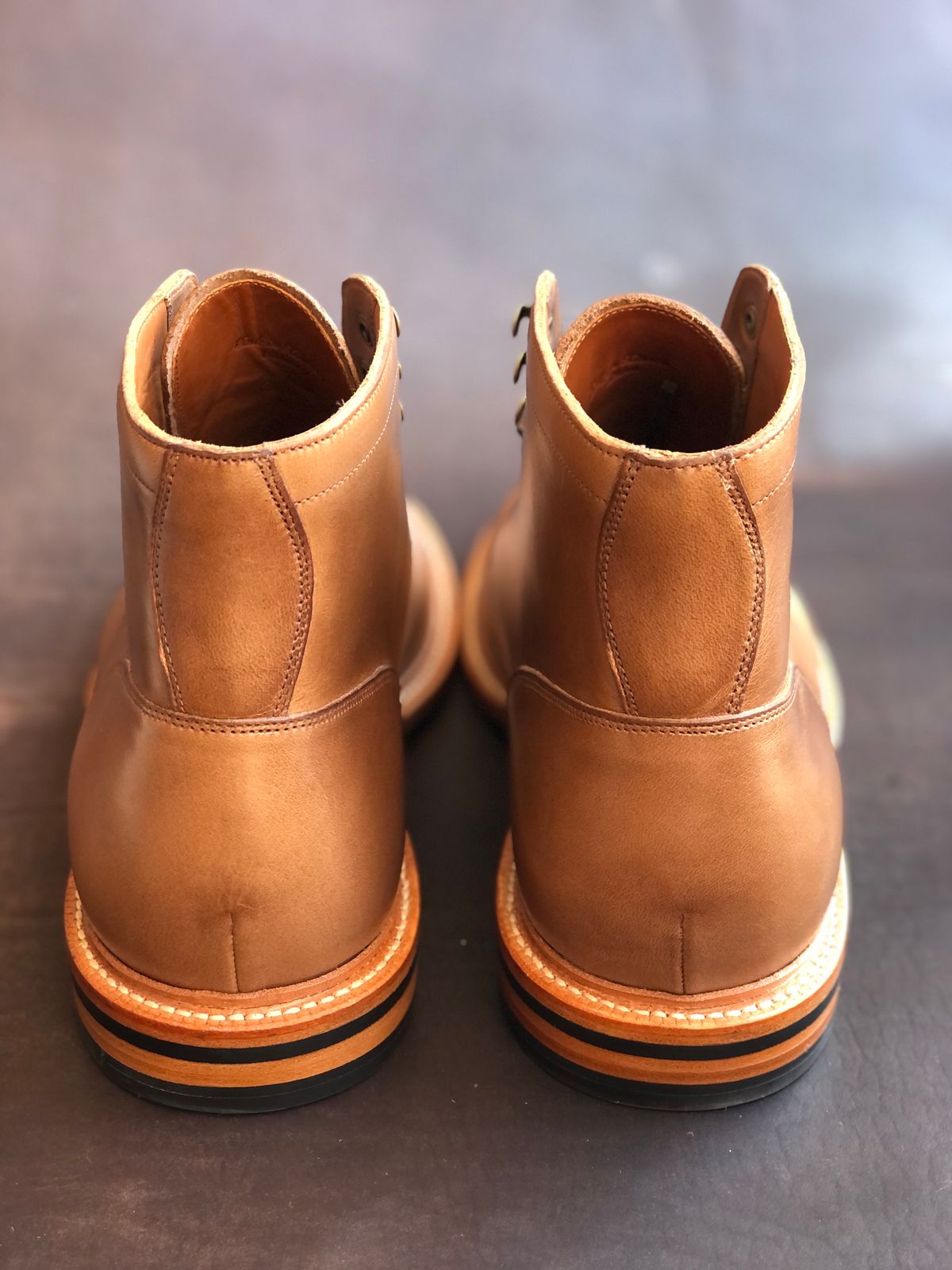 Photo by IndyBen on October 1, 2023 of the Grant Stone Diesel Boot in Horween Dune Chromexcel.