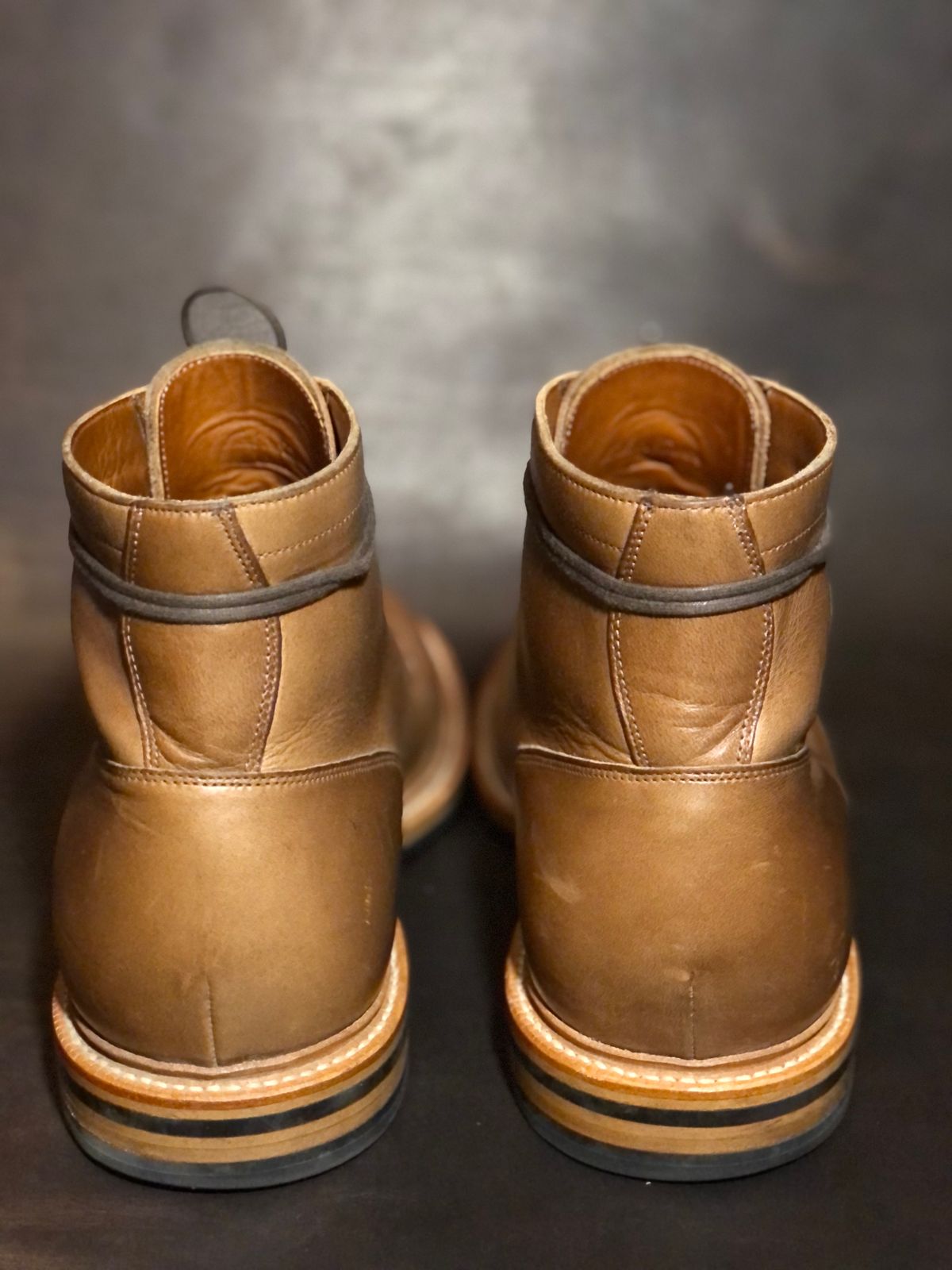 Photo by IndyBen on November 6, 2023 of the Grant Stone Diesel Boot in Horween Dune Chromexcel.