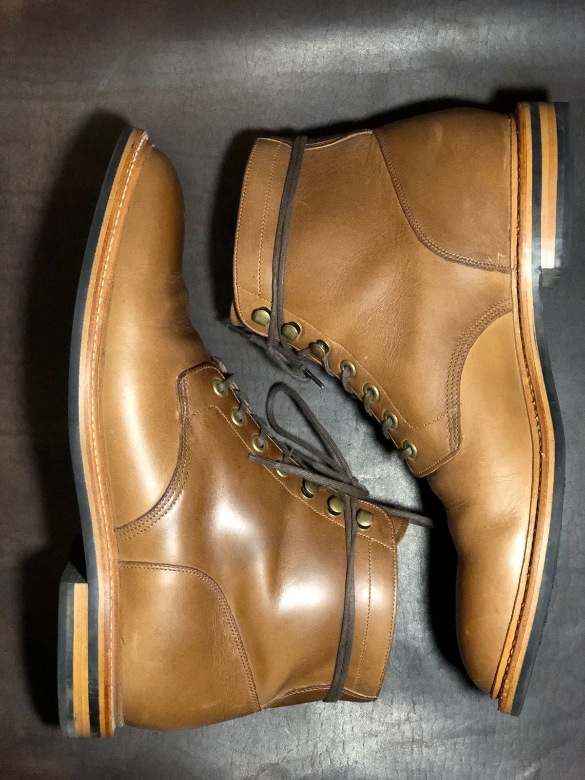 Photo by IndyBen on November 6, 2023 of the Grant Stone Diesel Boot in Horween Dune Chromexcel.