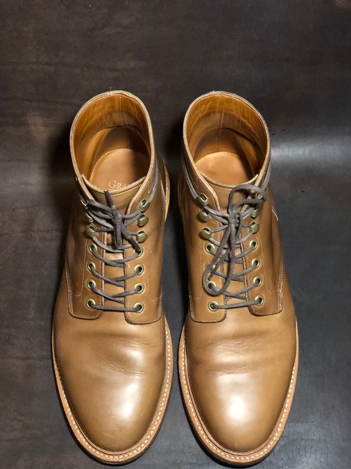 Photo by IndyBen on November 6, 2023 of the Grant Stone Diesel Boot in Horween Dune Chromexcel.